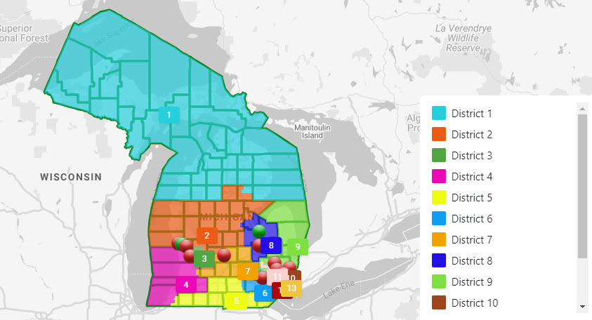 Proposed Michigan redistricting map