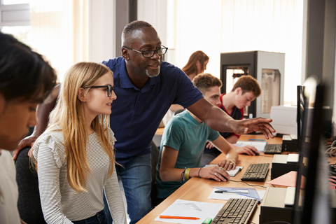 Teacher and students