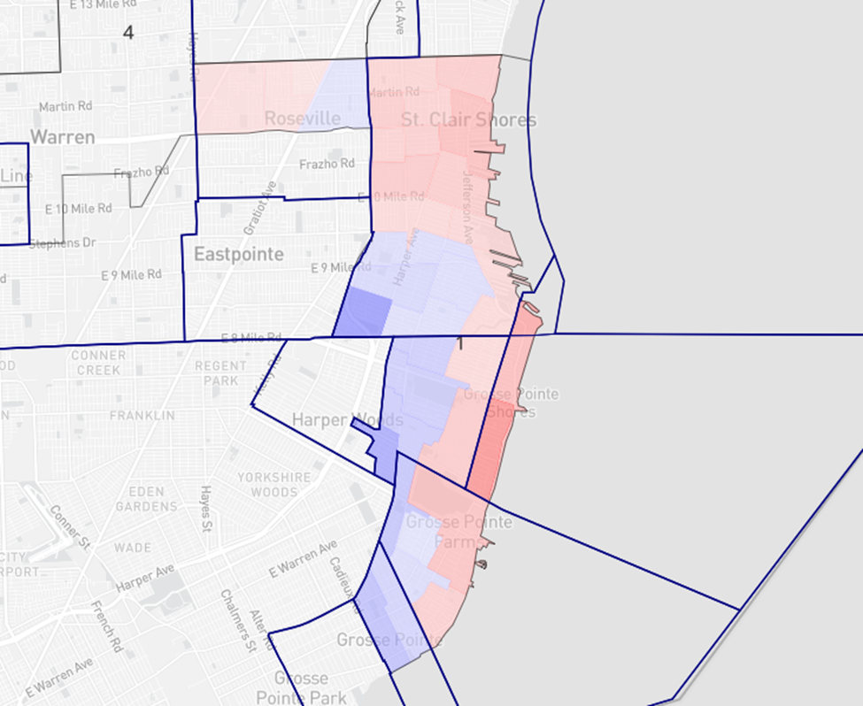 Adjusted Detroit Map Districts